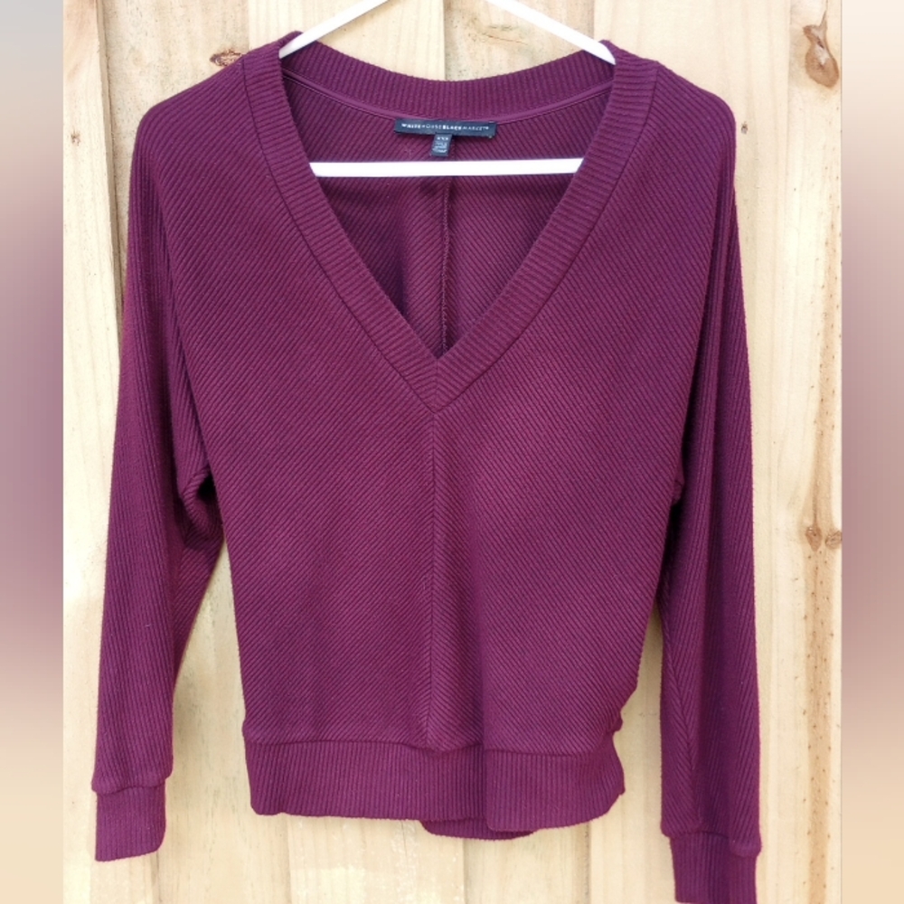 White House Black Market Long Sleeve Maroon Shirt SIZE XXS